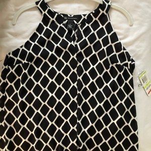 INC black/white print halter blouse